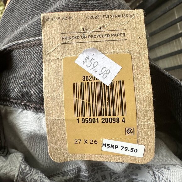 ⭐Levi's 501 Original Cropped Jeans Womens 27x26 Button Fly 27x26 Denim Gray New⭐ - Picture 6 of 11